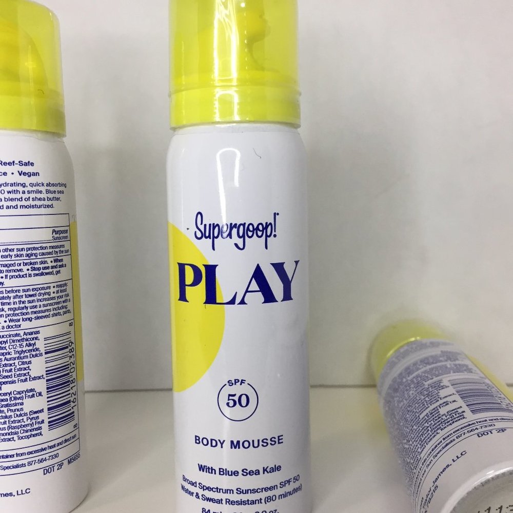 SUPERGOOP!  7 NEW  SEALED  Luxurious BODY MOUSSE - TRAVEL SIZE  -  spf 50    3oz